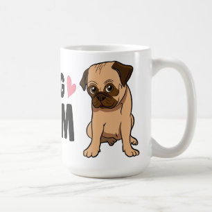 Süße Pug-Mama Cartoon-Hund Pug Kaffeetasse