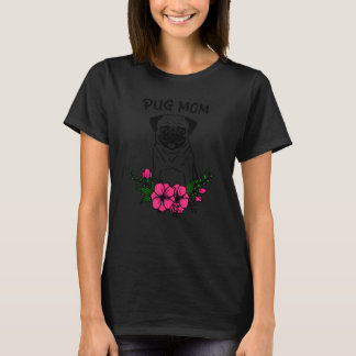 Süße Pug-Mama Hundemütter Haustierhund Frühlingsfl T-Shirt