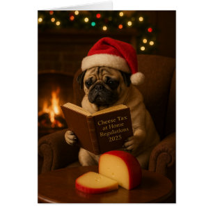 Süße Pug-Weihnachtskarte 'Käse-Steuer'