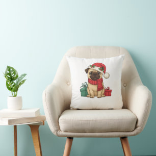 Süße Pug-Weihnachtsmann-Weihnachtsgeschenk-Illustr Kissen