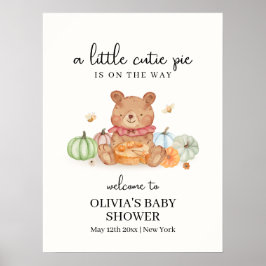 Süsse Pumpkin Pie Teddy Bear Baby Dusche Willkomme Poster