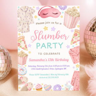 Süße Pyjamaparty Mädchen Geburtstag Einladung