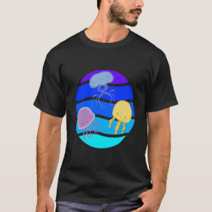 Süße Qualle Unterwasser Ozean Leben Tiere F T-Shirt