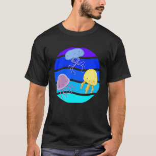 Süße Quallen Unterwasser Ozean Leben Tiere F T-Shirt