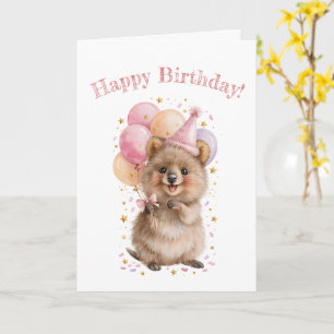 Süße Quokka Alles Gute zum Geburtstag Ballon-Grußk Karte