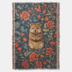Süße Quokka William Morris inspirierte Flora Decke