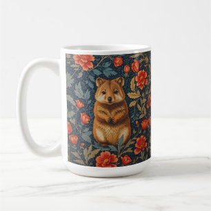 Süße Quokka William Morris inspirierte Flora Kaffeetasse