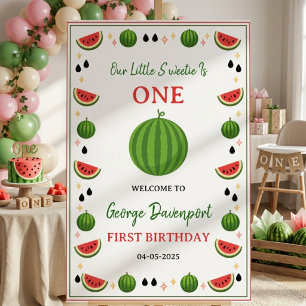 Süße/r in einer Melone Wassermelone 1. Geburtstags Banner
