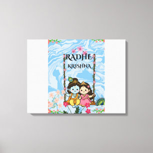 Süße Radha Krishna auf Schaukel-Wandkunst Shri R Leinwanddruck