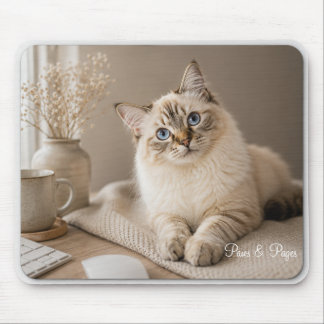 Süße Ragdoll-Katze Maus | Paws & Pages Mousepad