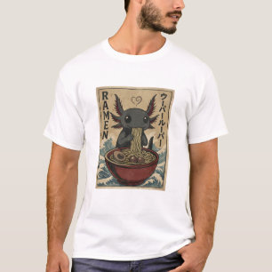 Süße Ramen-Axolotl-Nudeln Retro-Japanische Kunst T-Shirt