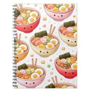 Süße Ramen-Schalen - Kawaii lächelnde Nudeln Notiz Notizblock