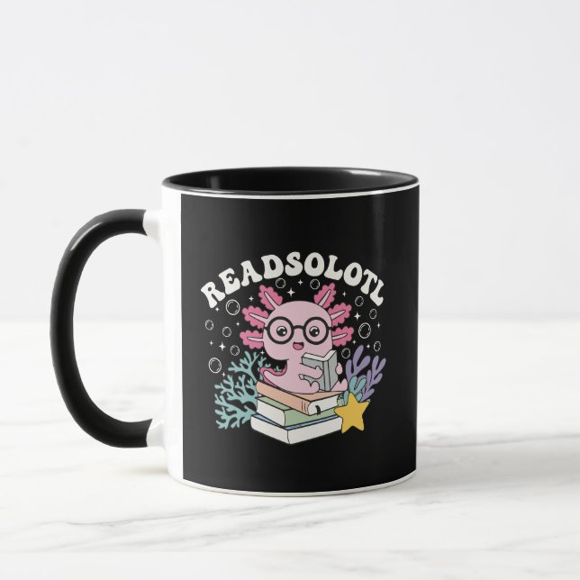 Süße Readsolotl Axolotl liest Bücher Pun Kaffee  Tasse (Links)
