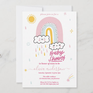 Süße Regenbogen-Baby-Party Einladung