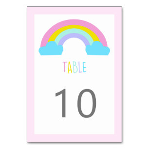 Süße Regenbogen-Babyparty in hellen, sanften Paste Tischnummer