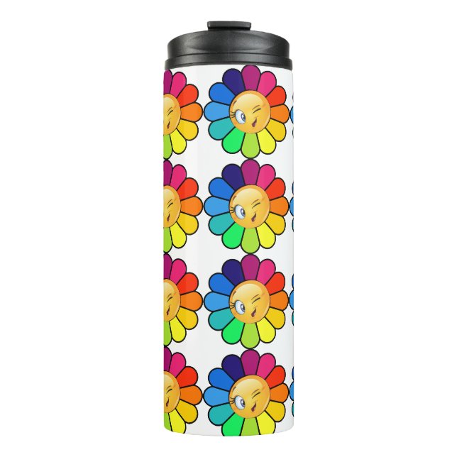 Süße Regenbogen-Blumen-Thermotasse Thermosbecher (Vorderseite)