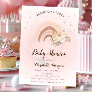 Süße Regenbogen-Boho-Blumen-Baby-Einladung Einladung