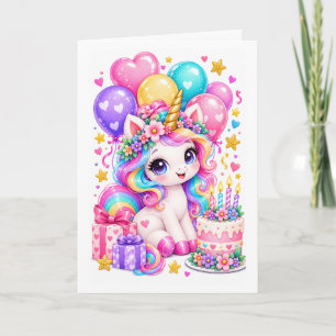 Süße Regenbogen-Einhorn-Geburtstagskarte für Kinde Karte