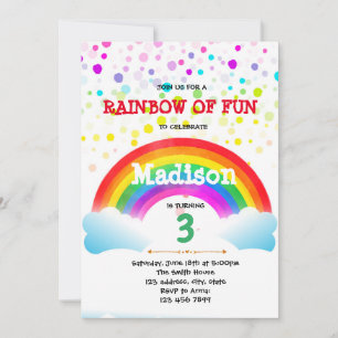 Süße Regenbogen-Geburtstagseinladung Einladung