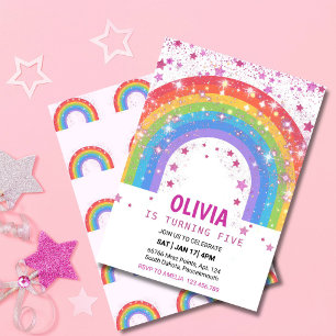 Süße Regenbogen Glitter funkelnde Sterne Party Einladung