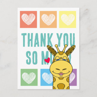 Süße Regenbogen-Herz-Giraffe Danke Postkarte