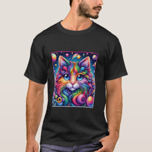 Süße Regenbogen-Katze Liebhaber Groovy Farbige Kät T-Shirt