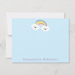 Süße Regenbogen Kawaii Wolken Gesichter Pastell Bl Dankeskarte