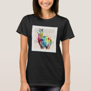 Süße Regenbogen-Lama-Farbspritzer-Illustration Kol T-Shirt