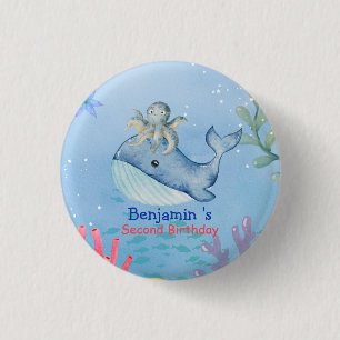 Süße Regenbogen-Oktopus-Wal-Fisch-Geburtstagsfeier Button