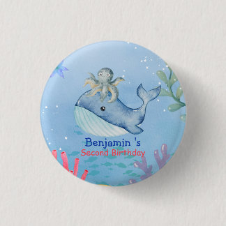 Süße Regenbogen-Oktopus-Wal-Fisch-Geburtstagsfeier Button