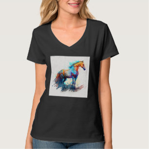 Süße Regenbogen-Pferd-Farbspritzer-Illustration Co T-Shirt
