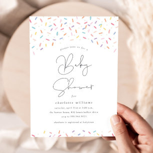 Süße Regenbogen-Sprinkles-Baby-Party Einladung
