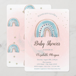 Süße Regenbogen Sterne Baby Shower Einladung