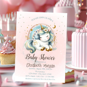 Süße Regenbogen Sterne Einhorn Baby Shower Einladung