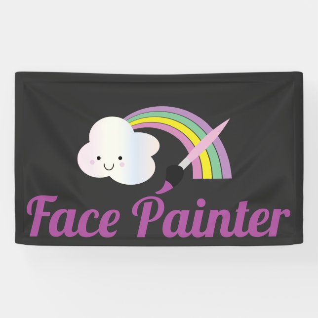 Süße Regenbogen- und Pinsel-Gesichtsmaler-Künstler Banner (Horizontal)