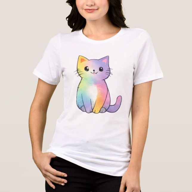 Süße Regenbogenkatze Tri-Blend Shirt (Vorderseite)