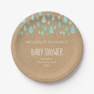 Süße Regentropfen Paare Baby Shower/Sprinkle Rusti Pappteller