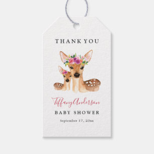 Süße Reh-Mama-und-Baby-Blumen-Baby-Party-Etiketten Geschenkanhänger