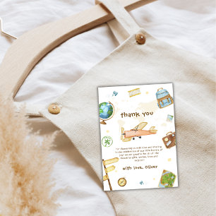 Süße Reise um die Welt Flugzeug Baby Shower Dankeskarte