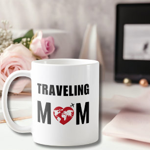 Süße reisende Mutter, Weltkarte & Flugzeug, Lustig Kaffeetasse