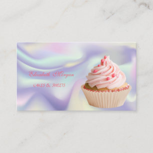 Süße Reizende Elegante Cupcake Bäckerei Holografis Visitenkarte
