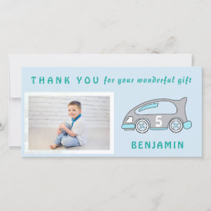 Süße Rennwagen Blau Geburtstags Dankeschön Fotokar Dankeskarte