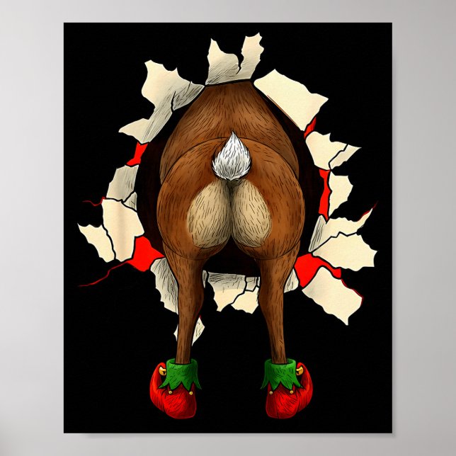 Süße Rentier-Hintern-Durchbruch-Weihnachten  Poster (Vorne)