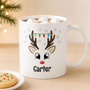 Süße-Rentier-Junge-Christmas-Lights-Name Kaffeetasse
