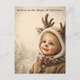 Süße Rentier-Kinder-Weihnachts-Grußkarte Feiertagspostkarte