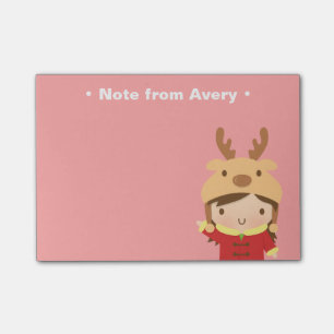 Süße Rentier Mädchen Kinder Weihnachts Füller Post-it Klebezettel
