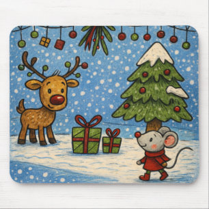 Süße Rentier- und Maus-Weihnachts-Mauspad Mousepad