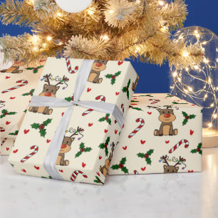 Süße Rentier-Weihnachts-Verpackung   Festlich Geschenkpapier