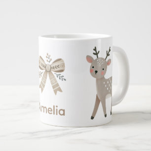 Süße Rentiere & Bogen Zeichnung Weihnachtsname Jumbo-Tasse