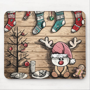 Süße-Rentiere-Socken-Weihnachts-Mauspad Mousepad